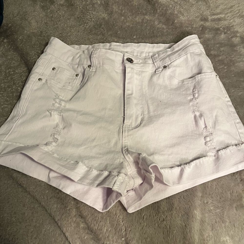 White jean shorts